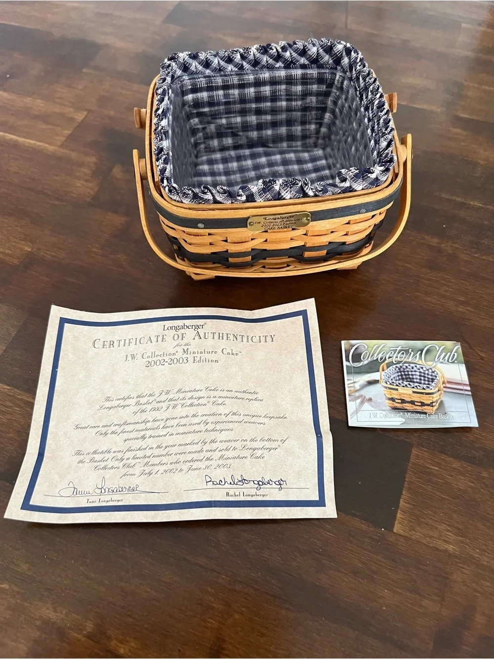 Longaberger JW Collection Miniature Cake Basket, 2002